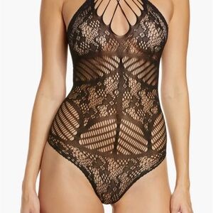 Hauty
Women's Crisscross Stretch Halter Sheer Bodysuit One size fits sizes 4-14.
